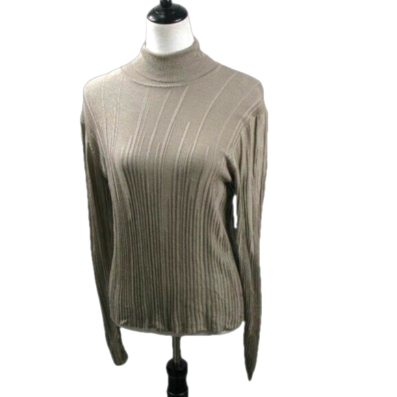 Cable & Gauge Sweaters - Cable & Gauge Tan 100% Silk Textured Turtleneck Size XL